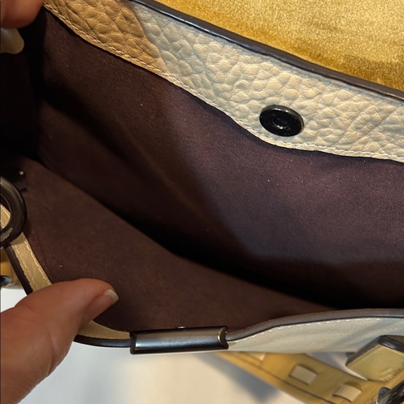 Coach Dreamer 36 Colorblock Suede Cream and Tan Satchel Bag - Picture 14 of 17